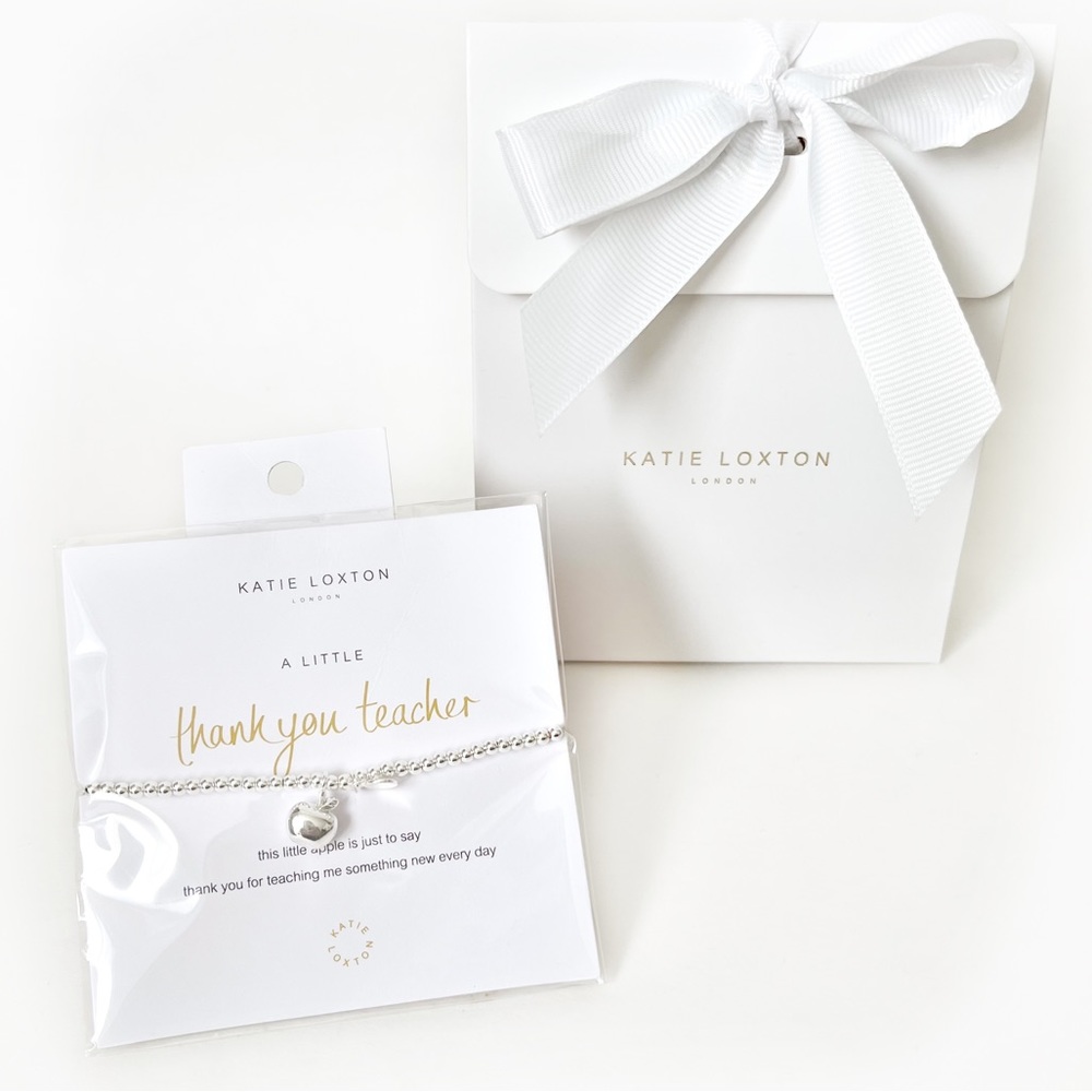 KATIE LOXTON THANK YOU TEACHER BRACELET BANGLE CHARM BRACELET NIB WITH B…
